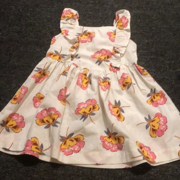 Hanna Andersson Brand NWT Size 90 Size 3T Floral Cotton Faux Button Back Dress - Picture 1 of 5